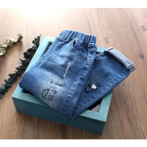 New Jeans Girls Character Denim Jeans Baby Girls Cotton Jeans Kids Spring Autumn Casual Trousers Child Long Pants