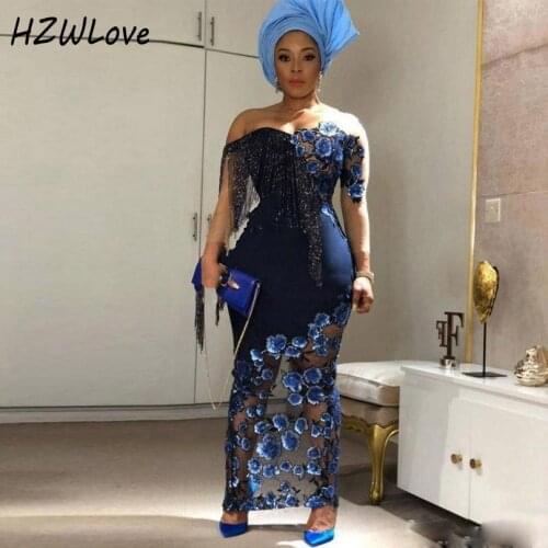 Saudi Arabic See Through Prom Dresses With Tassel Flowers Appliques Mermaid Evening Dress Plus Size Illusion robe de soiree