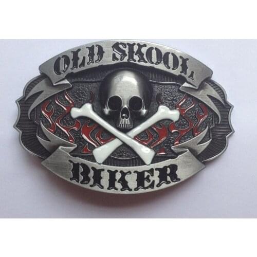 Old School Biker Skull Belt Buckle