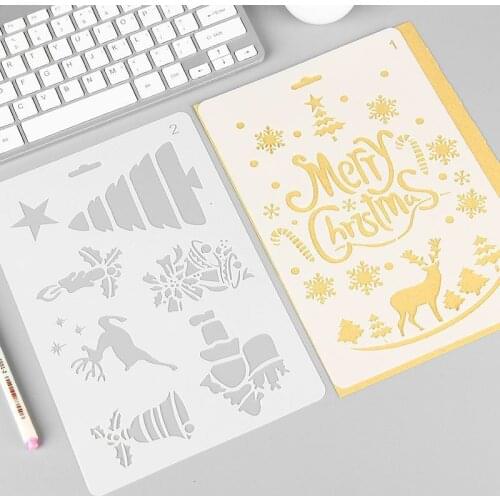 Christmas Decoration Lace Ruler Hollow Template Graffiti Drawing Cartoon Hand Account Accessories School Office Supplies