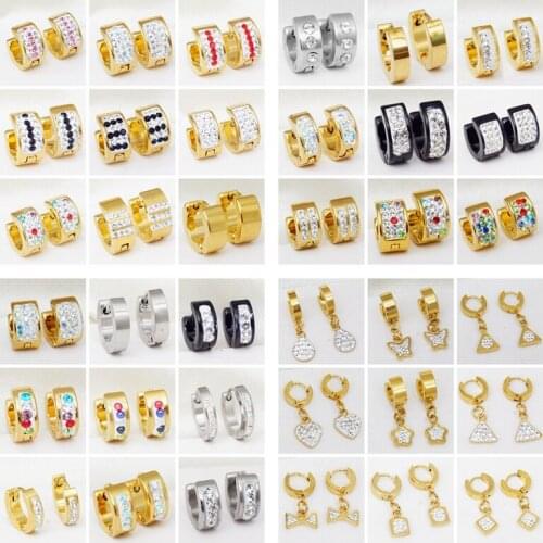 31 Pairs Different Styles of Stainless Steel Earrings for Men Women Small Size Punk Rock Hoop Earrings Fashion Jewelry 2020 New