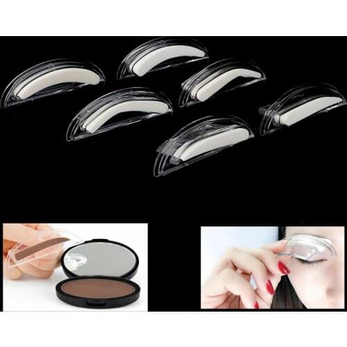1 Pair Professional Brow Stamp Sponge Stencil with Handle 3 Shape Eyebrow Template Lazy Quick Make up Seal Eyebrow Powder Print