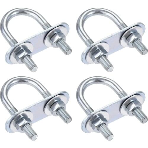 Uxcell Round U-Bolt 0.79"(20mm) Inner Width 50mm Length Steel M6 with Nut, Plate, Washer 4 Sets