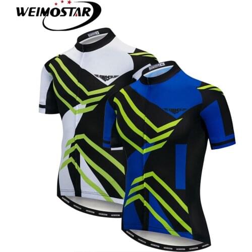 Weimostar 100% Polyester Cycling Jersey Men Summer Quick Dry Bike Clothing Short Sleeve mtb Bicycle Jersey Shirt Ropa Ciclismo