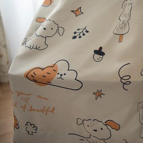 Cartoon Printing Black Silk Pet Cats and Dogs Single-sided Light Childrens Room Shading Curtains