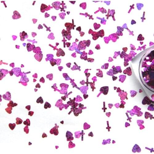 1kg/bag 12 Colors Mix Nail Sequin Glitter Laser Hearts/cross Flakes Holo Nail Art Glitters Tip DIY Sequin Decorations Manicure
