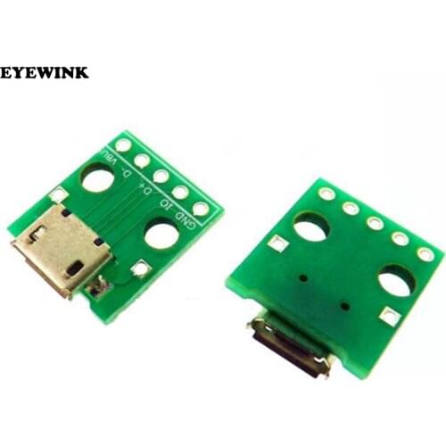 100pcs MICRO USB to DIP Adapter 5pin Female Connector B Type PCB Converter