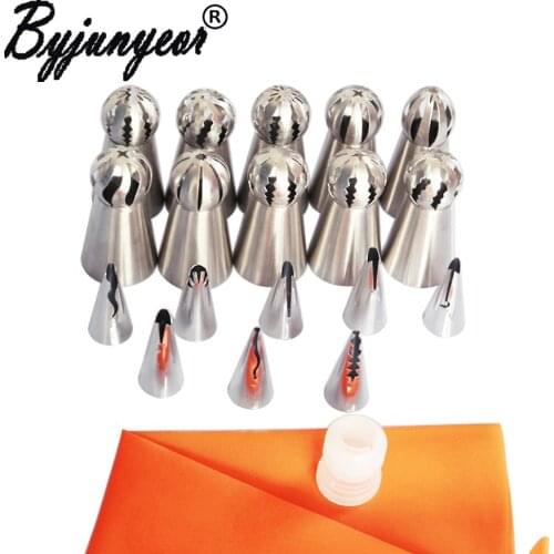 20PCS/SET Globular Russian Nozzles Silicone Bag Coupler Icing Piping Tips Rose Flower Leaf Cupcake Cake Decorating Tools CS087