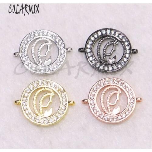 20 Pcs Circles shape charms zircon crystal stone Charms for bracelet making Double hoop jewelry charms mix color jewelry 5359
