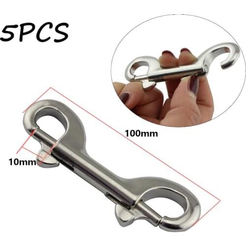 5Pcs 316 Stainless Steel 100mm Double End Bolt Snap Hook double ended snaps Diving Clips Key Ring for marine hardware