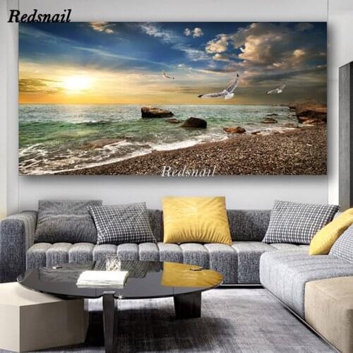 Large Natural Landscape Sky Sea Sunrise 5D DIY Diamond painting cross-stitch Full Diamond embroidery mosaic Wall Art EE958