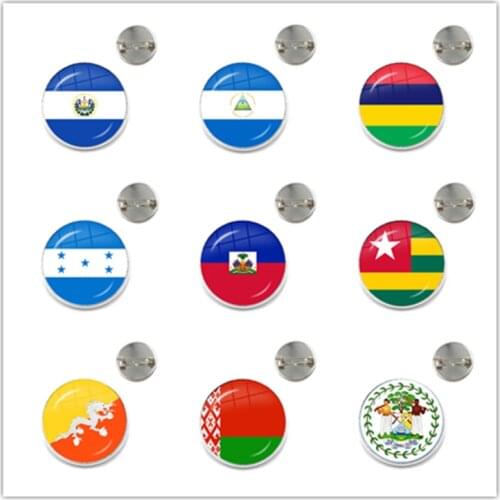 Sardova,Nicaragua,Mauritius,Honduras,Haiti,Togo,Bhutan,Belarus,Belize National Flag Glass Brooch Collar Pins Badge Jewelry Gift