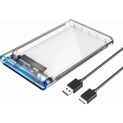 Transparent Clear External Hard Drive Box USB 3.0 to SATA Portable Hard Disk Case For 2.5 inch 7mm 9.5mm SATA 3.0 HDD SSD UASP