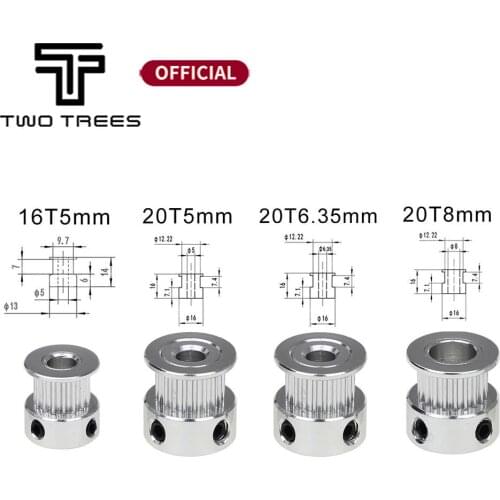 2Pcs. 3D Printer Part Pulley Bore 8mm/5mm Width 6mm Black Synchronous Wheel GT2-20 Teeth synchronous wheel2GT round pulley gear