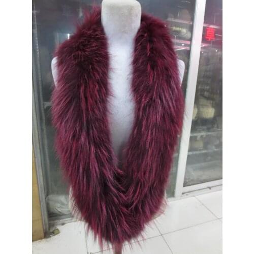 Elegant 100% Real fox Fur knitted long Neckerchief /Scarf// claret-red Warm