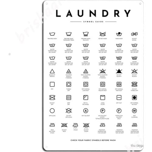 Laundry Sign Symbols Guide Care Metal Signs Designing Garage Club Wall pub Wall Decor Tin sign Posters