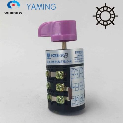 HZ5B-20/3 20A 3P Professional Multi-step 0-7 position Universal Rotary Cam switch silver contact Factory supplied