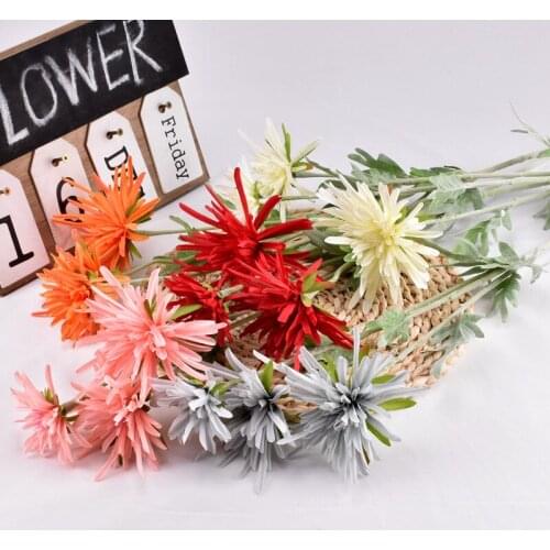 78cm High Quality 3 head Artifical Dragon claw chrysanthemum bouquet silk flowers Floor Home Decoration Fake Flower