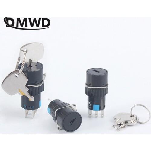 16mm Emergency Stop Self-locking Switch Button 2/3 Positions 3/6pins 1NO1NC 2NO2NC Switch Button Lock with 2keys