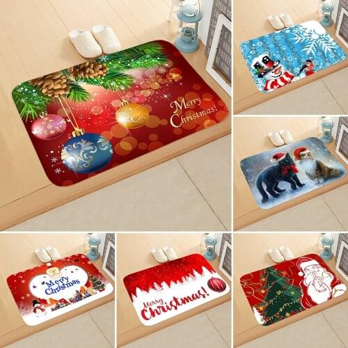 Doormat Christmas Print Anti-slip Absorb Water Bath Mat Bathroom Home Kitchen Bedroon Floor Mat Entrance 40*60cm DD-0104