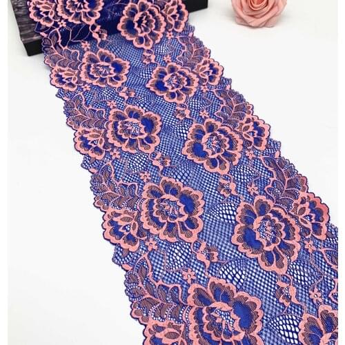 3y/lot Width 7 7/8 inch 20cm Floral Stretch Lace Trims Pink For Clothing Accessories Dress Sewing Applique Costume Lace Fabrics