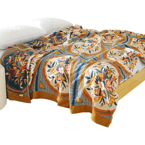 Summer Cotton Four-layer Gauze Blanket on The Bed Sofa Cover Sheet Soft and Comfortable
