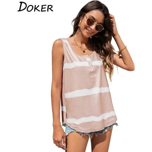 Summer T Shirt Women Clothes Striped O Neck Plus Size Streetwear Casual Loose Tee Shirt Female Sleeveless Tops 2021 Ropa Mujer