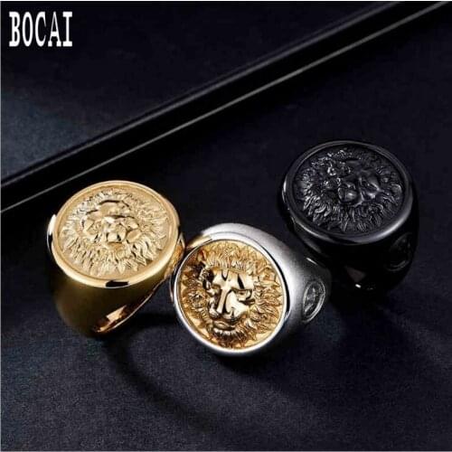 2019 New fashion S925 silver jewelry lion king engraving mens ring domineering personality silver ring for Men