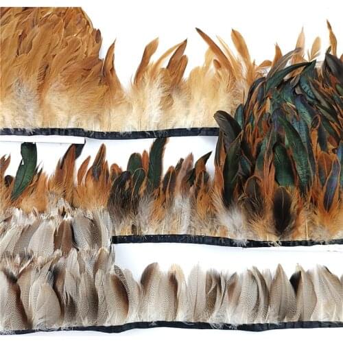 1meter Natural Pheasant Feather Trims Peacock Feathers Fringes Sewing Rooster Plumas Ribbons for Needlework and DIY Handicrafts