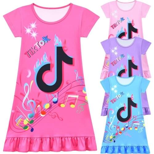 New Children Summer Princess Dresses 3D Tik Tok Printed Dress For Girl Nightgowns Kids Nightdress Baby Sleepwear