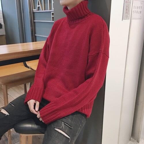 MRMT 2020 Brand New Autumn and Winter Mens Sweater Long-sleeved Youth Solid Color Pullover for Male High-neck Casual Sweater