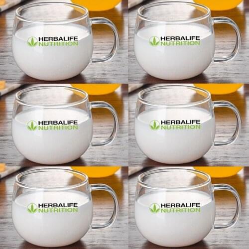 New Arrival Ins 6PCS Transparent 24Hour Clover Herbalife Nutrition Wholesale Glass Coffee Cup Beer Mug Tea Home Drinkware