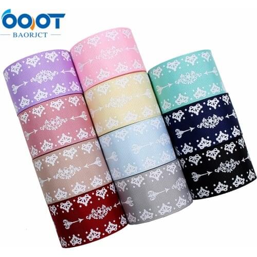 OOOT BAORJCT L-20410-301,10yards 38mm,Colorful geometric Printed grosgrain Ribbons,Clothing bow cap DIY decorations materials