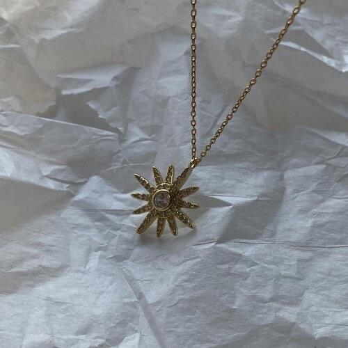 Authentic 925 Sterling silver cz zirconia Gold Starry Star Astral Necklace Pendant Jewelry TLX702