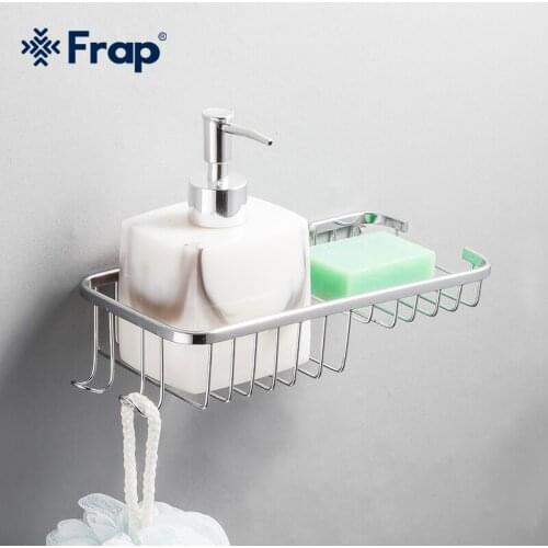 Frap High Quality Bathroom Storage Shelf Stainless Steel Bathroom Shelf Bath Shampoo Towel Basket Rack Wall Mounted Shelf F338