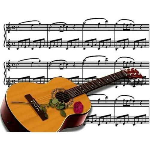 Full Square Diamond Painting Guitar Music Sticker 5d Diamond Mosaic Landscape Handmade Embroidery Hobby