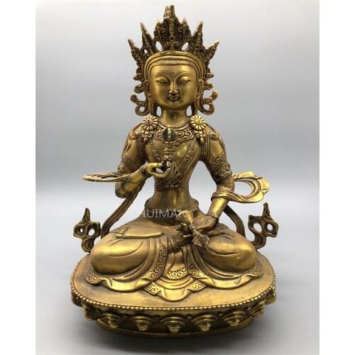 Collect China Fine Workmanship Brass Sculpture Bodhisattva Buddha Metal Crafts Home Decoration#13