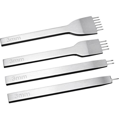 4pcs Leathercraft Hole Punches Tool Lacing Stitching Metal Punchs for DIY Leather Belt Hole Punching 1/2/4/6 Prong 3/4/5/6mm