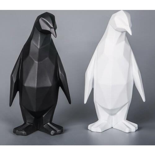 Nordic Penguin Resin Model Ornaments Crafts Simple Home Office Creative Sculpture Geometric Statue Animal Penguin Abstract Decor