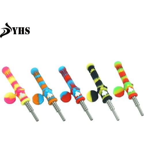 Glow in the Dark Smoking Pipe Honeybee Shape Portable Smoking Tobacco Pipe with 14mm Titanium Nail for Cigarette Accessories