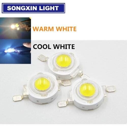 100pcs 1W LED High power Lamp beads Pure White/Warm White 300mA 3.2-3.4V 100-120LM 30mil