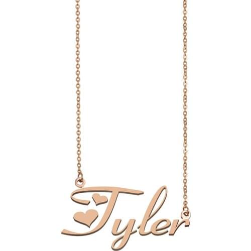 Tyler Custom Name Necklace Personalized Gold Pendant for Women Girls Best Friends Birthday Wedding Christmas Mother Days Gift
