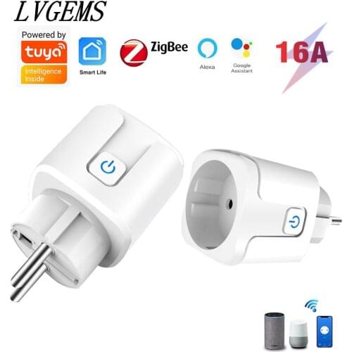 Tuya Zigbee EU Wireless Remote Control APP Power Monitor Outlet For Alexa Google Home