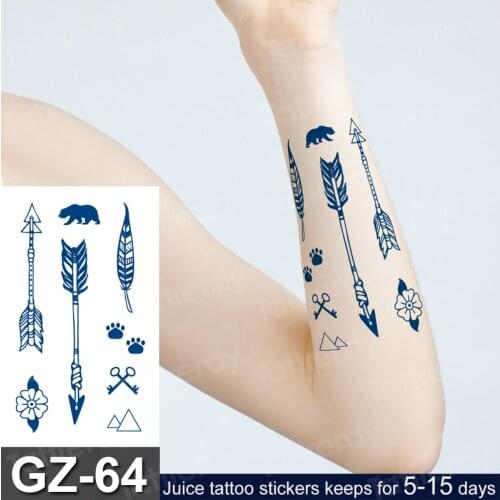 Waterproof Temporary Juice Ink Tattoo Sticker Arrow Flower Fish Fruit Gel Long Lasting Tatto for Men Women Arm Sleeve Body Art