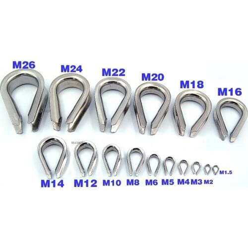 High Quality Marine Grade 316 Stainless Steel M2/3/4/6/8/10/12/14/16/26mm Wire Cable Thimbles Rope Clamps Galvanized Fastners