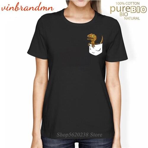 Dinosaur PARK pocket Print T Shirt Female Funny Harajuku Women Top Tees Hipster Graphic tshirt JURASSIC Ladies Cute Dino t-shirt