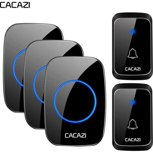 CACAZI Intelligent Waterproof Wireless Doorbell LED Light Home Welcome Cordless Door Ring Bell US EU UK Plug 58 Chimes 110DB