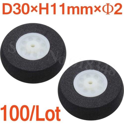 100pcs /Lot 30mm Small Light Foam Tail Wheels Diam: 30mm Thickness:11mm Axle hole: 2mm For RC Airplane Replacement Parts