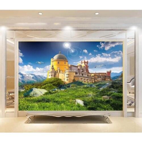 Custom photo 3d wallpaper Beautiful castle villa view on the mountain room home decor 3d wall mural wallpaper for living room