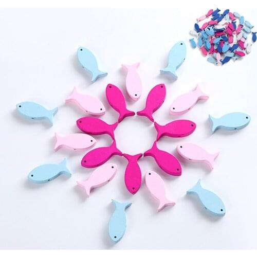 50pcs Wooden Beads Pendant Fish ShapeWood for DIY Art & Craft Project Jewelry Making Bags Kids Toys